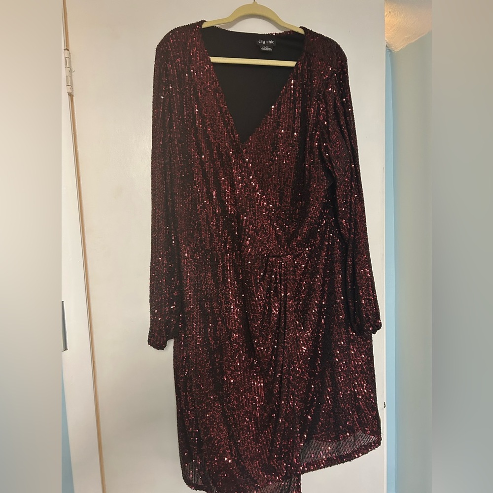 Burgundy sequin dress